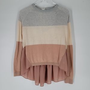 Cindigindi Open Back Bow Colorblock Sweater Blouse Size M NEW